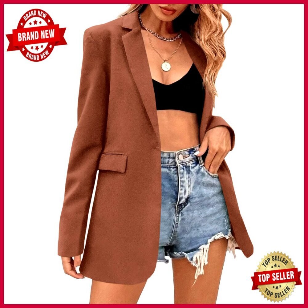 Oversized Long Sleeve Lapel Blazer Jacket for Work Office Casual Wear